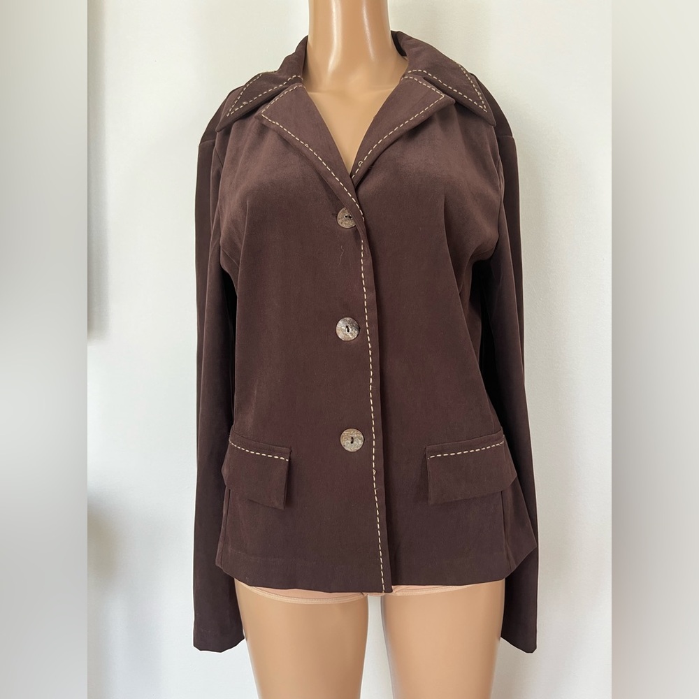 J4. Connected Classic Brown Button-Front Women's Jacket